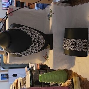 Stunning Vintage Monet Silver-tone Floral Panel Bracelet and Matching Necklace